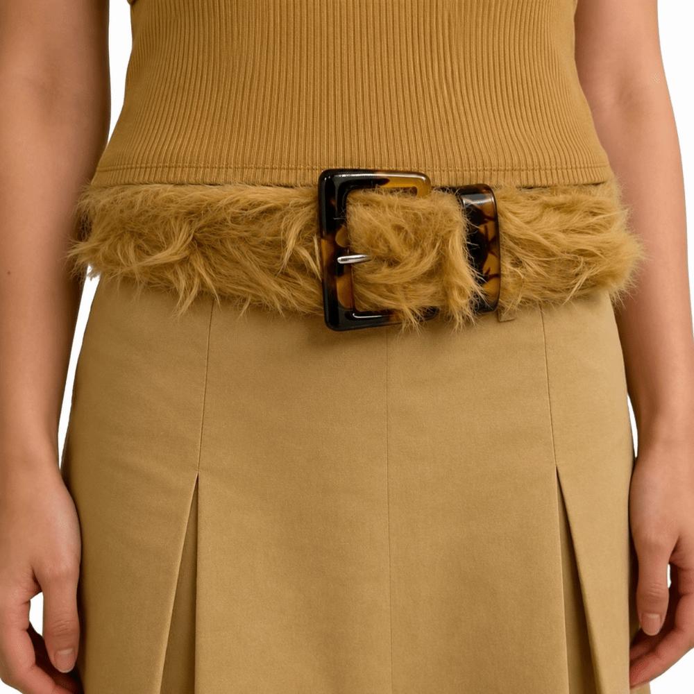 Adjustable Fluffy Waist Belt Versatile Design Vintage Waist Seal Faux Fur Waistband Rave