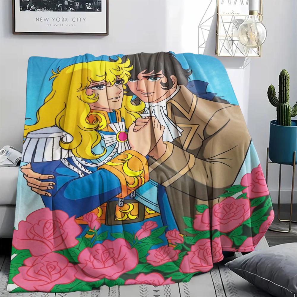 1PC Versailles Rose Print Flannel Blanket, High quality Comfortable for All Seasons, Home Decor, Warmth and Comfort, Perfect for Christmas Gifts239