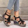 Thick Bottom Tassel Gladiator Sandals for Women Summer Ankle Strap Wedge Heels Sandals Woman Goth Chunky Platform Sandalias