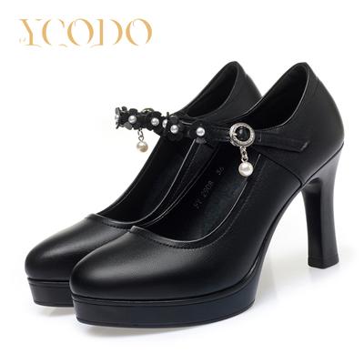 Удобные модельные туфли Мэри Джейн из натуральной кожи для студентов и девочек на высоком каблуке для женщин