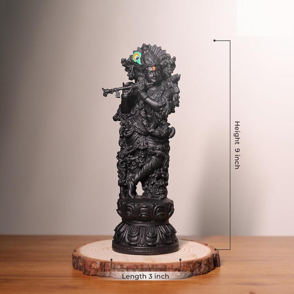 Большой размер Мурти Кришны | Бог Кришна Большой размер Декоративная фигурка для комнаты для пуджи, офиса и в подарок | Размер 9 дюймов