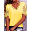 Women's T-shirt with Lace Stitching Loose V-neck Short Sleeved T-Shirts Women’s