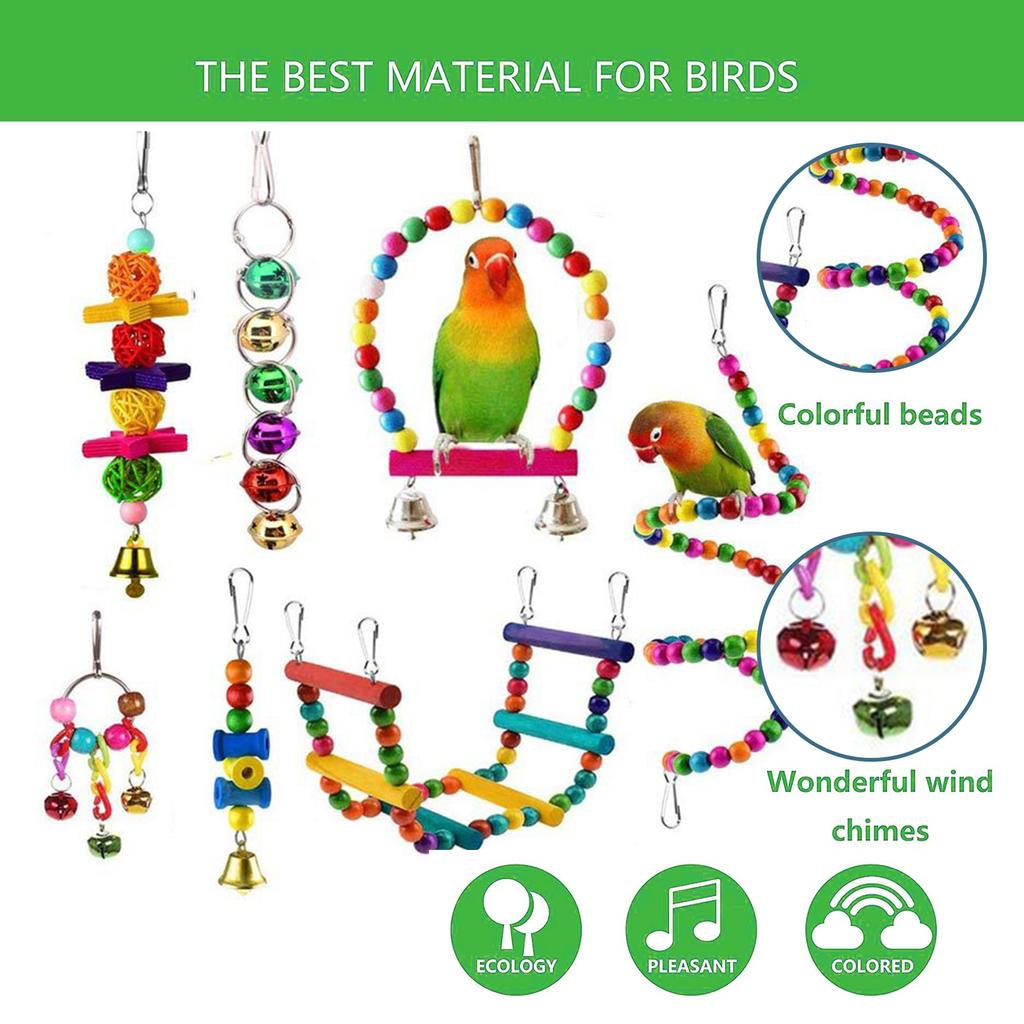 16 Packs Toy Set for Parrots Variety of Toys for Bird Cage Accessories Safe and Durable Bird Toys for Cockatiels