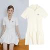 D's New Spring/Summer Cartoon Age-Defying Polo Collar Pleated Knitted Dress with Zipper