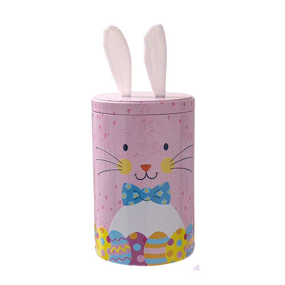 Cute Easter Bunny Tin Box Vintage Storage Gift Box Creative Iron Bucket Ornament Party Favors
