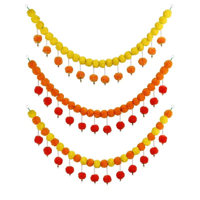 1 шт. Гирлянда из бархатцев Дивали 150 см Пластиковые нити для алтаря Дня мертвых Декор для вечеринки на Хэллоуин Память об умерших