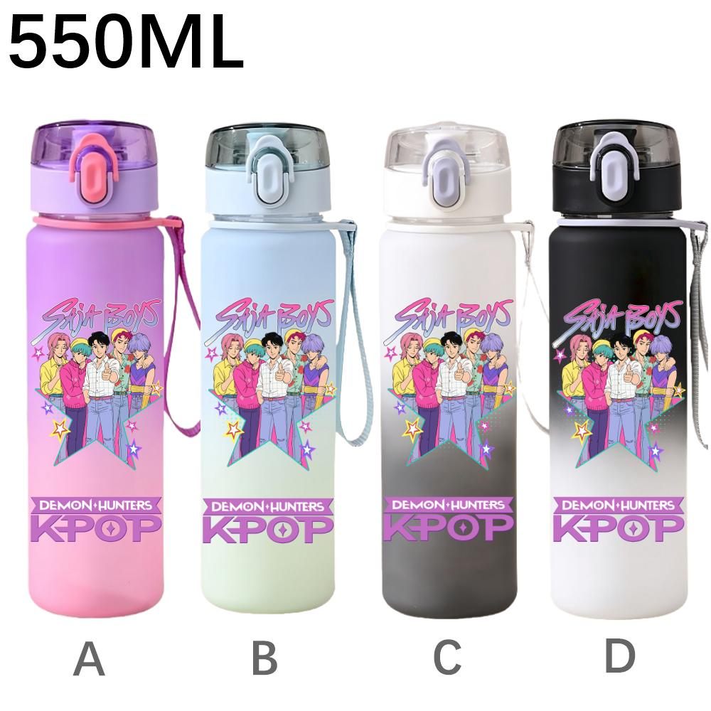 550ML KPop Demon Hunters Cartoon Print Sport Water Bottle Leak Proof Water Cup Outdoor Sports Drinking Bottle Birthday Gifts