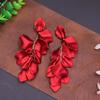 Vintage Red Rose Drop Petals Long Tassel Flower Jewelry Dangle Earrings Stud Earring Accessories