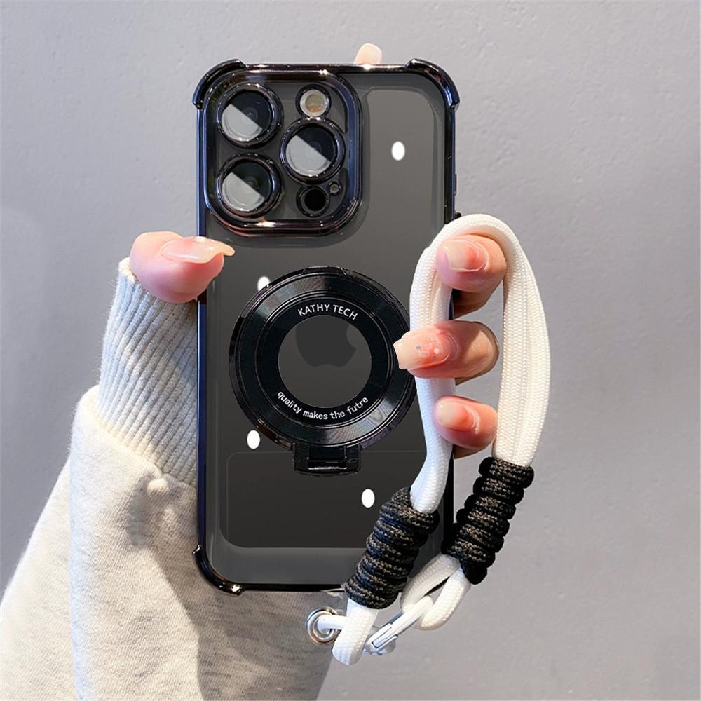Shockproof Magnetic Bracket Phone Case For Motorola Moto G10 G20 G30 G84 G54 G82 5G G52 G71S With Lanyard Soft Silicone Cover