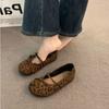 Woman Fashion Animal Patterned Flat Shoes Vintage Round Toe All Inclusive Boken Shoes 2024 Autumn Outdoor Comfort Soft Sole Shoe