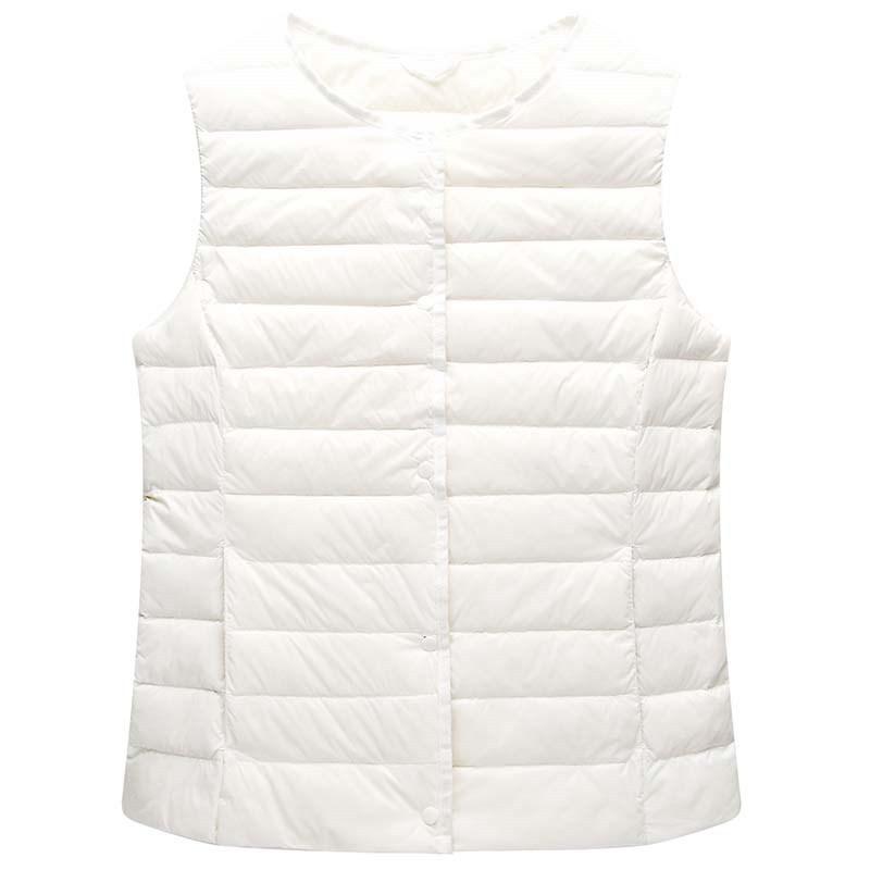 Women's Winter Lightweight Cropped O Neck Sleevelees Solid Color Plus Size Liner Tank Top Down Vest M-3XL