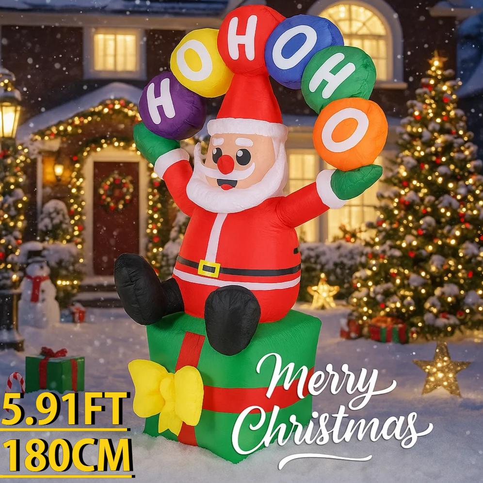 5.91ФТ С LED Подсветкой Надувной Дед Мороз Дворовые Украшения Игрушка Рождественские Домашние Дворовые Принадлежности для Вечеринки Рождественские Праздничные Подарки Украшение