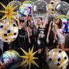 12 PCS Large Disco Style Balloons Silver Gold 4D Ball Balloon Metallic Disco Balloons  Home Indoor