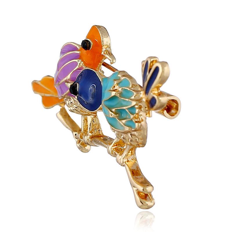 Colorful Enamel Sparrows Birds Animals Brooch Pin Corsage Brooches Fashion Jewelry Accessory