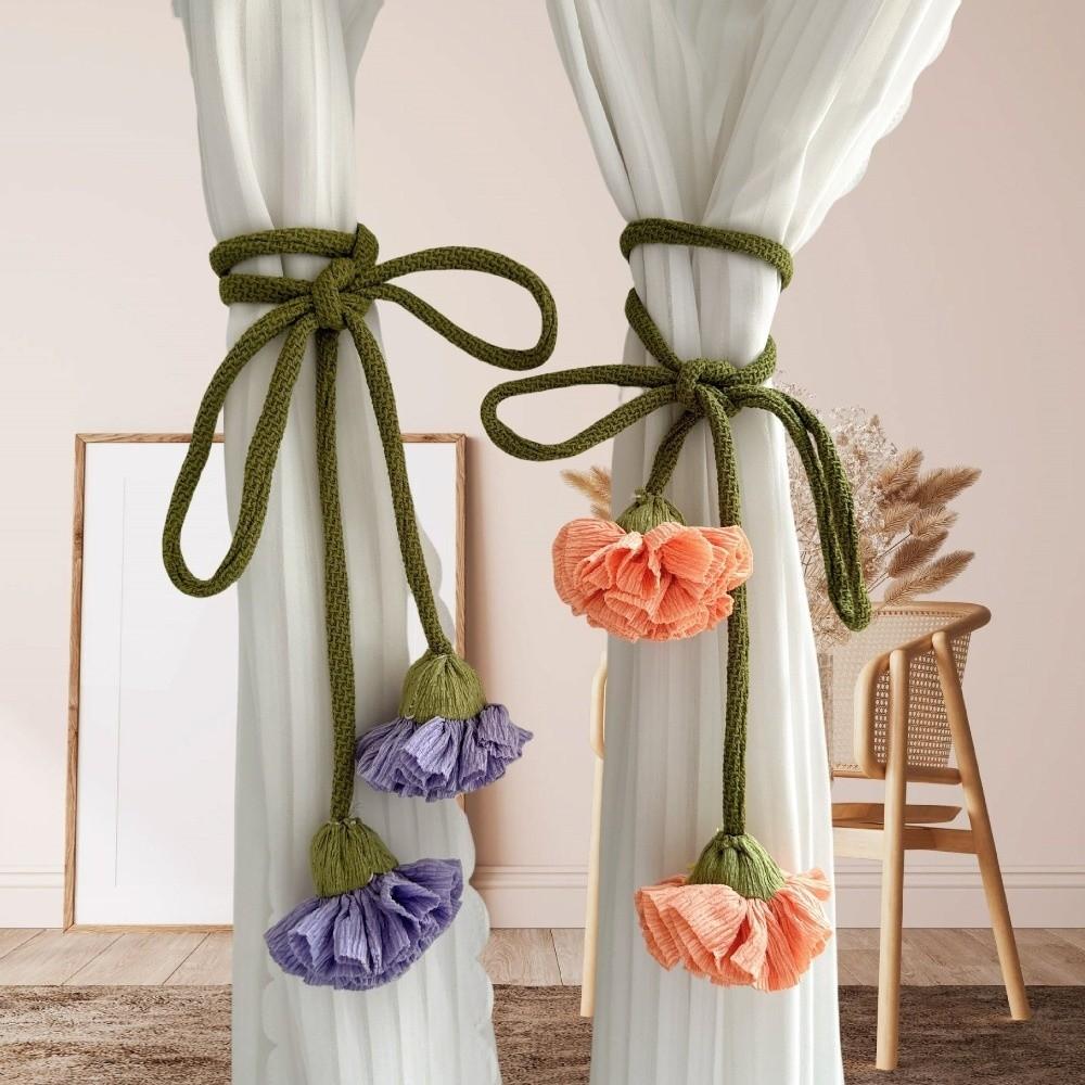 Adjustable Flowers Curtain Straps Decorative Carnation Curtain Tie Rope Curtain Buckle Bedroom