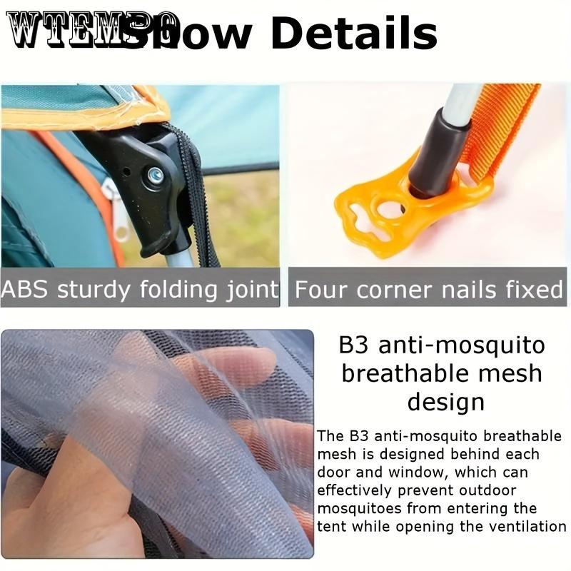Водонепроницаемая переносная палатка для кемпинга - простая установка, прочная ткань Оксфорд, дуги из сплава, застежка-молния - темно-зеленая автоматическая многопляжная утолщенная защита от дождя
