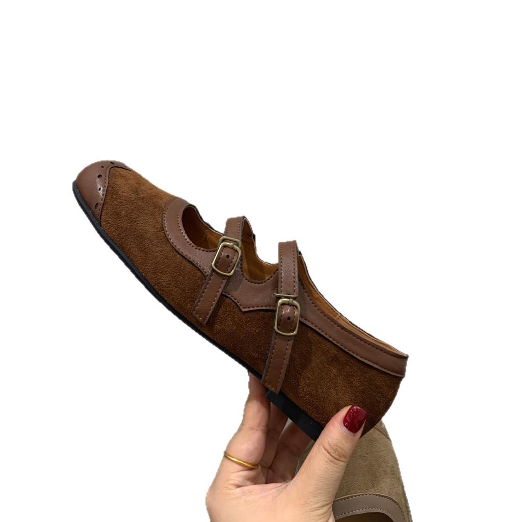 Корейская версия нишевый дизайн чувство плоские туфли Мэри Джейн маленькие кожаные туфли осень и зима французский ретро двойная пряжка одинарные туфли женская обувь