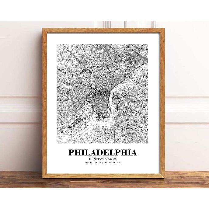 Eleville 8X10 Unframed Philadelphia Pennsylvania City View Abstract Road Modern Map Art Print Poster Wall Office Home Decor Minimalist Line Art