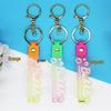 Candy Gradient Keychain: Leather Cord Charm, Transparent PVC Wristband, Floating Bottle Lanyard, Small Gift Accessory.