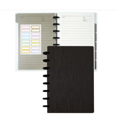 Блокнот-планировщик дисков с 6 переплетами, черный блокнот с дисками, многоразового использования