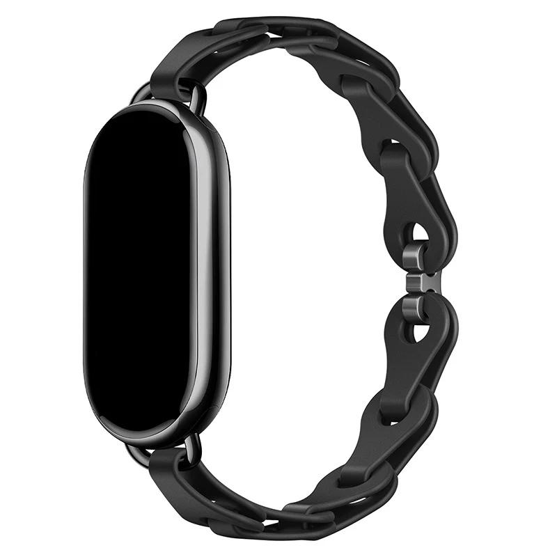 Резиновый ремешок для Xiaomi Mi Band 8 Браслет с пряжкой из нержавеющей стали для Miband 8 NFC Модный женский стиль Запасной силиконовый ремешок