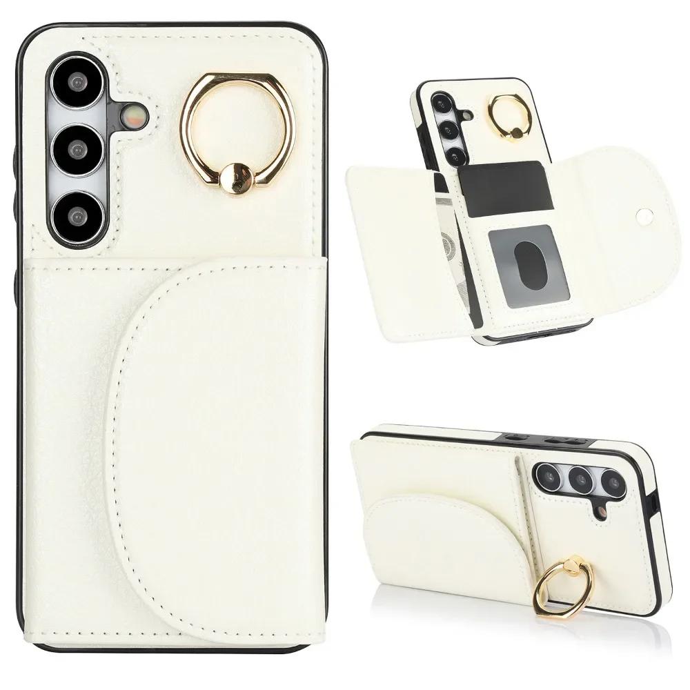 Чехол-кошелек с кольцом-подставкой для Samsung Galaxy S21 S23 FE S22 S24 S25 Ultra S26 Plus A36 A15 A55 A35 A16 A56 Кожаная крышка