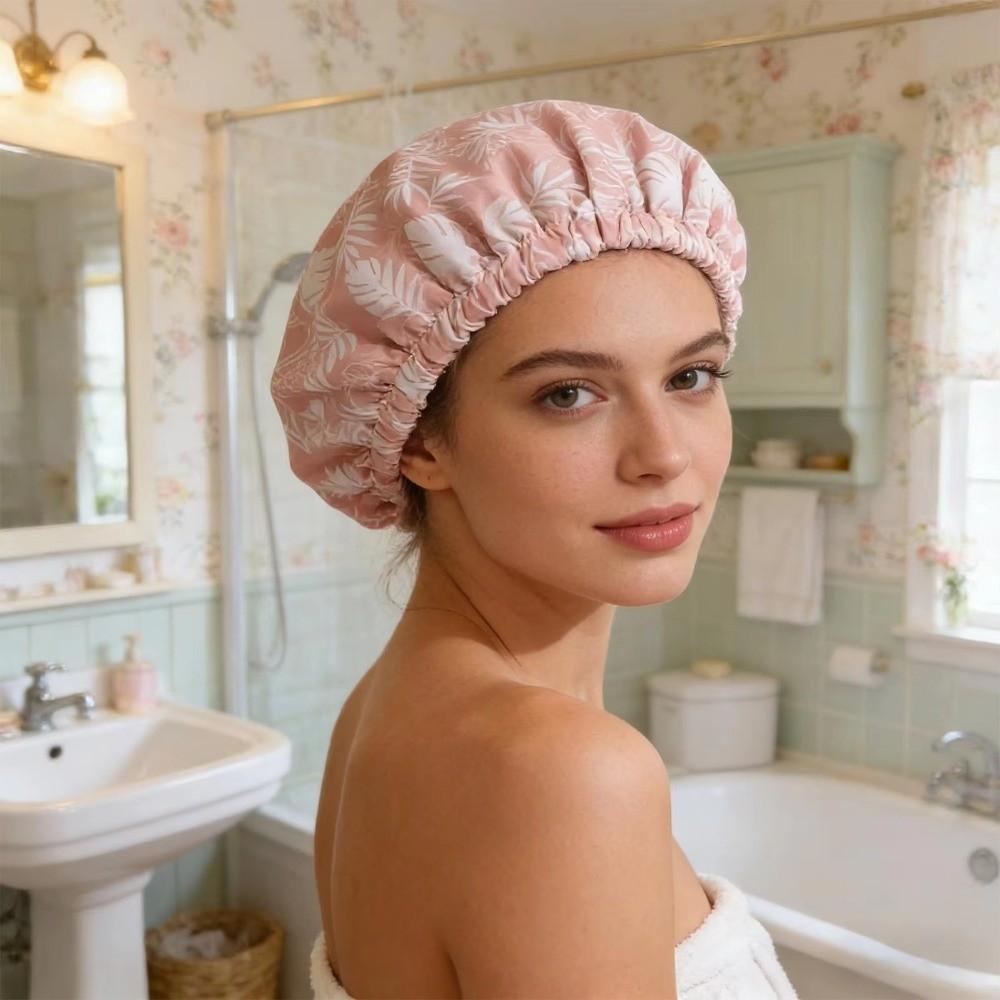 Waterproof Bath Cap Satin Lined Shower Bonnet New Bathing Hair Cover Salon Use