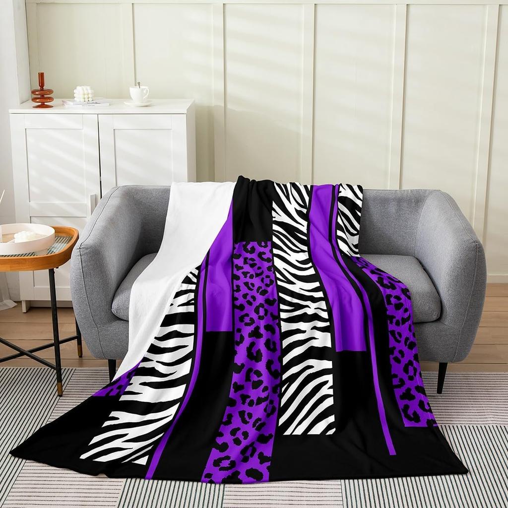 Feelyou Leopard Zebra Plush Throw Blanket x Kids Cheetah Pink White Black Flannel Fleece All Season Breathable Bed Blanket Anima