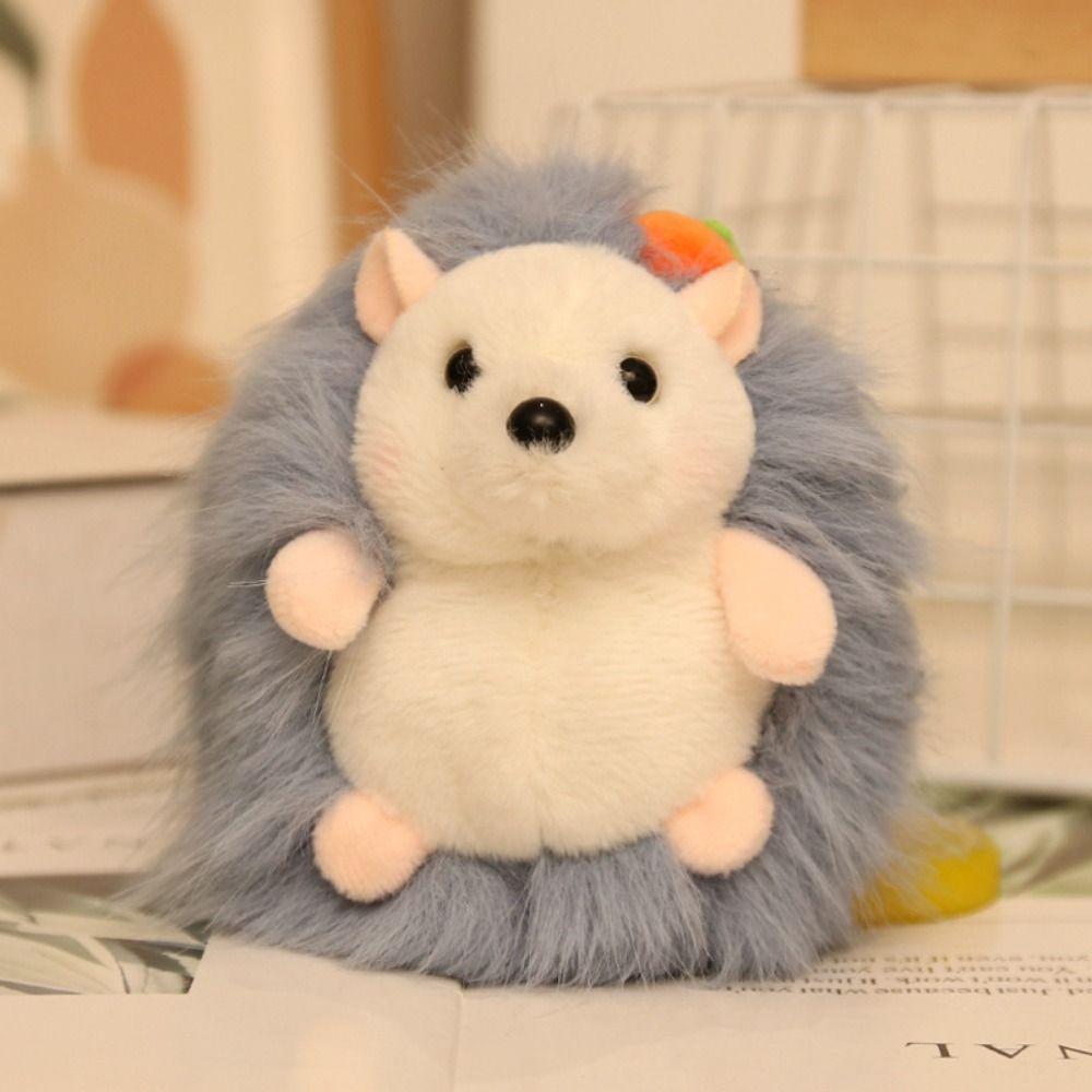 PP Cotton Hedgehog Doll Keychain Lifelike Kawaii Hedgehog Plush Pendant 14cm Stuffed Animal Hedgehog Plush Toy Phone Accessories