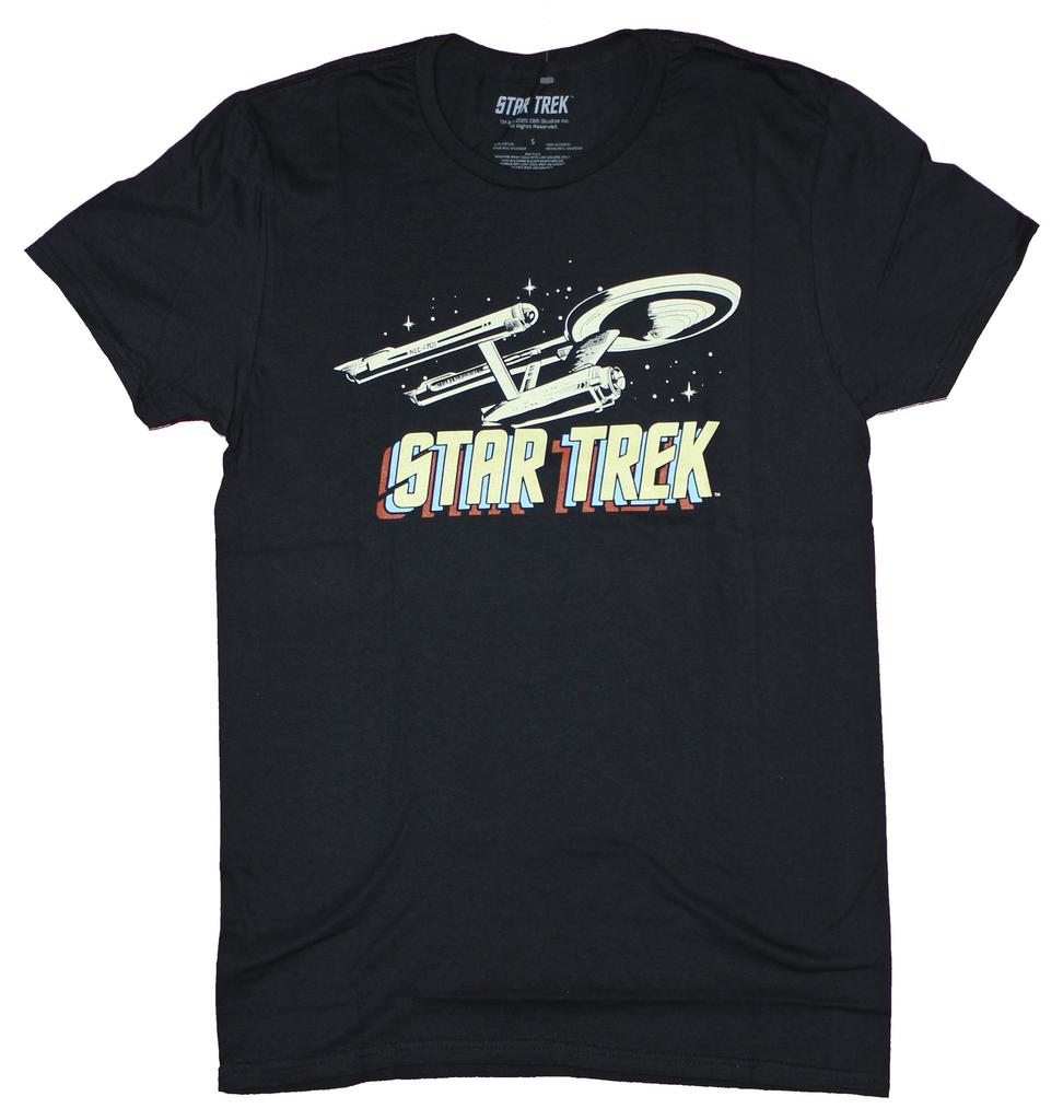 Star Trek Mens T-Shirt - Classic Enterprise Over Title