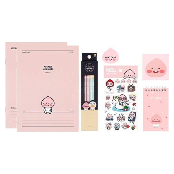 Kakao Friends 7-piece Stationery Set, Apeach, 1 Piece