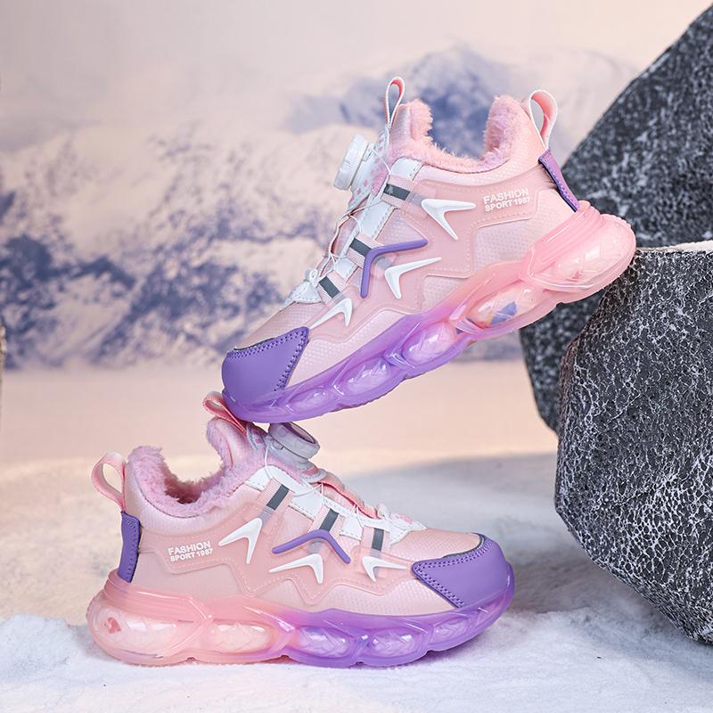 Осенне-зимние кроссовки унисекс, детская хлопковая обувь, кроссовки из искусственной кожи, непромокаемые бархатные теплые ультра-легкие зимние кроссовки для мальчиков