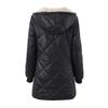 Women's Coat Solid Color Lambfleece Glossy Geometric Check Hooded Zipper Mid-length Cotton Jacket