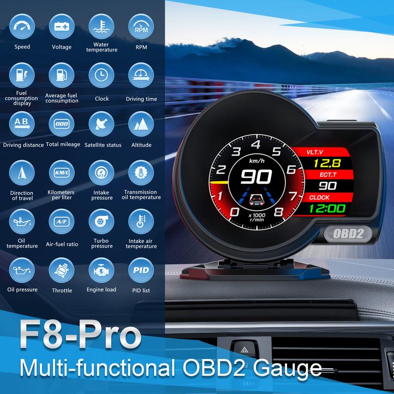 Универсальный F8 OBD GPS Жидкокристаллический Многофункциональный Приборный Дисплей Спидометр Давление Температура Воды Автомобильный Турбометр