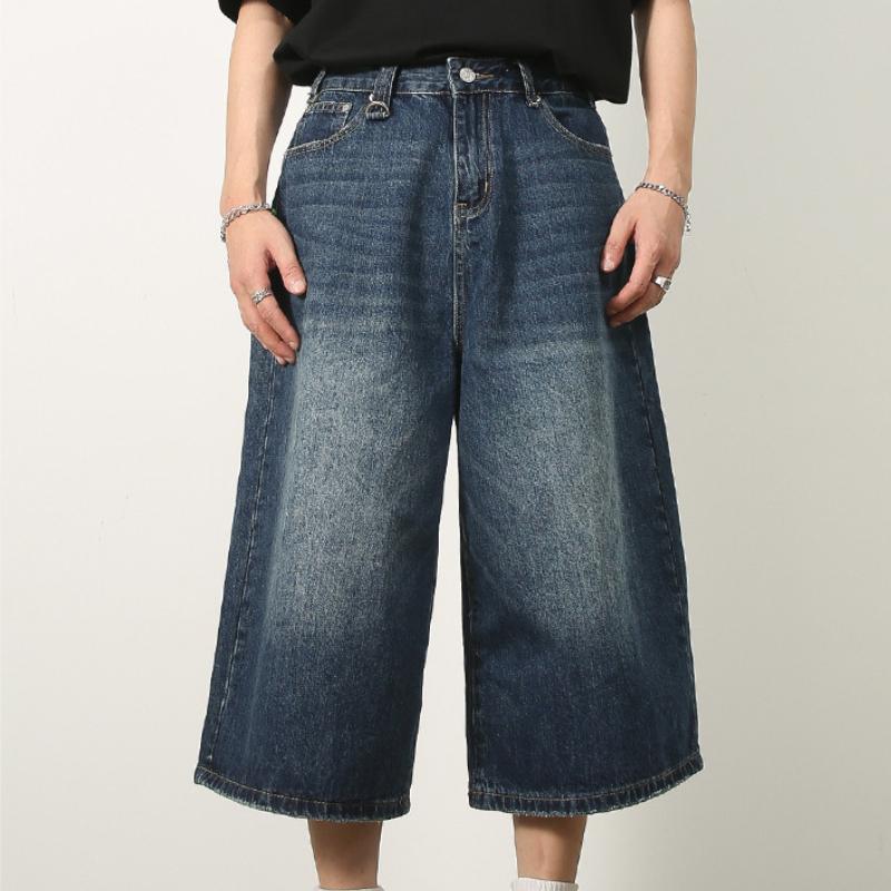 Женские мешковатые джинсовые шорты в стиле Y2k, широкие короткие брюки, модные, с высокой талией, темные, длиной до колена, свободные, унисекс, повседневные джинсы