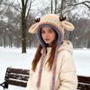Плюшевые шапки с оленьими рогами, теплые ветрозащитные вязаные шапки, плюшевая теплая шапка с рогами для женщин, девушек, подростков, детей, для путешествий, праздников, улицы
