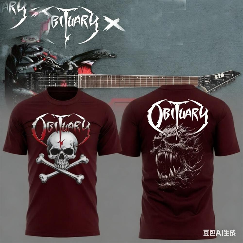 Summer men's T-shirt New Rock Obituary Band skulls Print T-shirt Men Women Fashion Oversized Short Sleeve Tshirt Graphic T-shirt