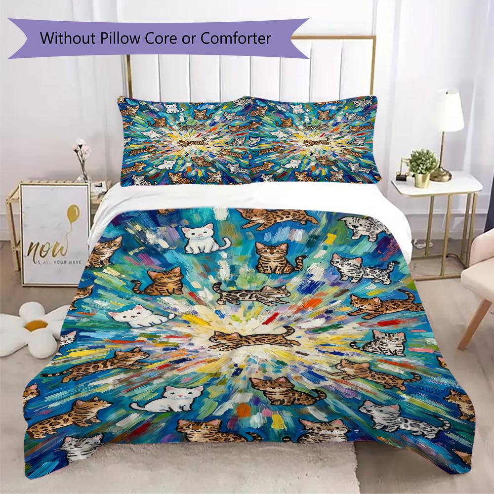 Cute animals Pattern Bedding uilt Set uilt Cover Pillowcase Home Decoration Birthday Gift (1 * duvet cover + 2 * pillowcase without core)