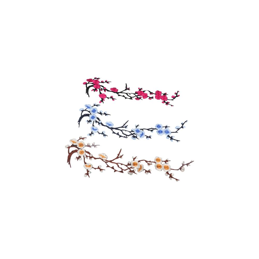 Вышитая аппликация «Цветок сливы» самоклеящаяся наклейка на одежду тканевые нашивки украшение на сумку