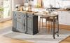Kitchen Island on Casters, Extendable Dining Area with Waste Bin Compartment and Drawers, Freestanding, Ideal for Kitchen and Dining Room (Grey)