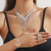 Zircon Necklace Earring Set Elegant Rhinestone Necklace Bridal Jewelry Set  Dress Accessories