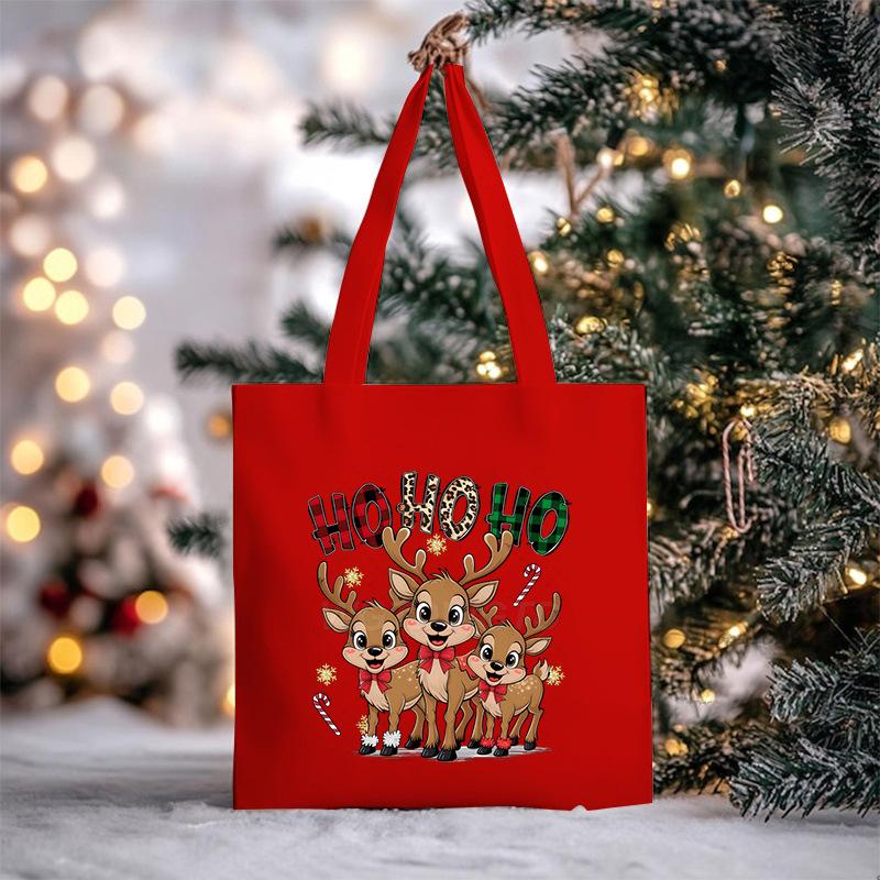 Christmas Christmas Printed Canvas Bag Large Capacity Casual Trend Student Shoulder Bag Tote Bag