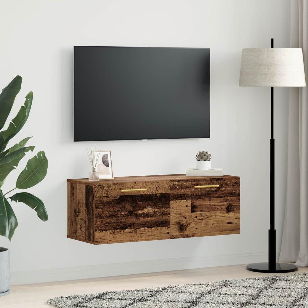 Wall Mounted Cabinet in Reclaimed Wood Look 100 x 36.5 x 35 cm Engineered Wood