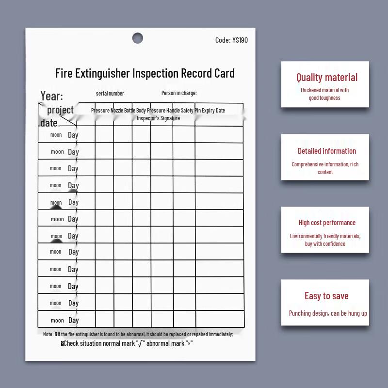 Fire Extinguisher Inspection & Record Card Kit (30 Sets)