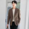 Spring Men's Fashion Suit Pure Color Cotton Elastic Casual Jacket Lapel Single-Breasted Hundred Men's Clothing
