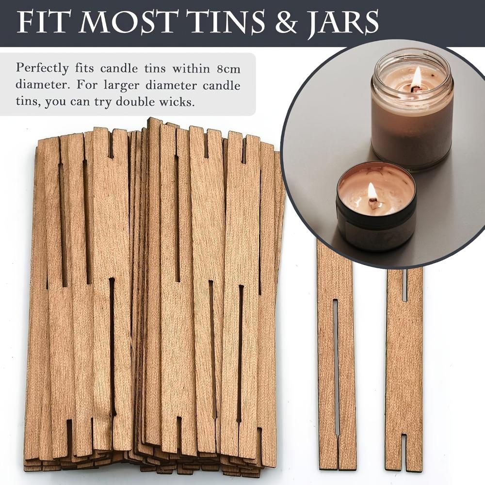 10pcs Wooden Candle Wicks with Metal Clip Bases Frame Designed for Making Soy Wax Candles Natural Wood DIY Aromatherapy Supplies