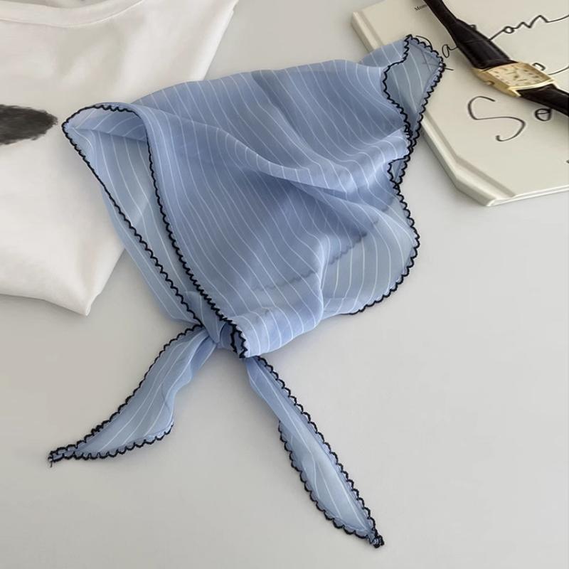 Korean Sweet Neckerchief Polka Dot Headband Turban Fashion Fresh Small Scarf Thin Striped Triangular Hair Band Girls Headscarf