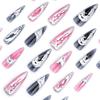 24 Pieces European and American Long Pointed Wearing Nail Smudge Hot Silver 3D Wearable Nail Plate Manicure Fake Nail