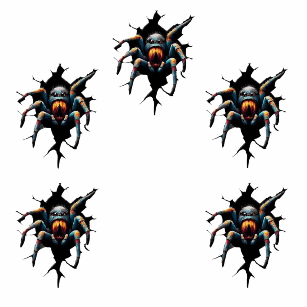 5Pcs Irregular Shape Spider Stickers Halloween Horror Spider Decals Halloween Decoration