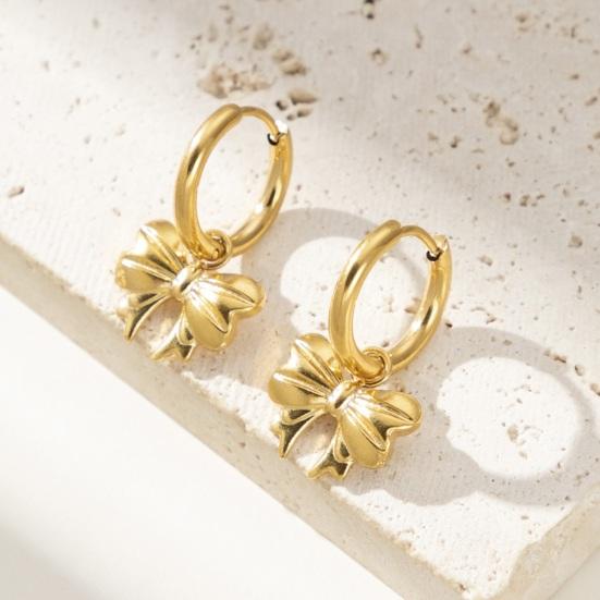 1 пара сережек-обнимашек с бантом из титановой стали, подарочные серьги-кольца для выпускного, свидания, свадьбы